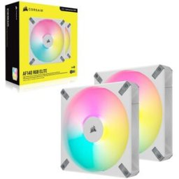 Pack 2x Ventoinhas 140mm iCUE AF140 RGB Elite 1700RPM 4 Pinos PWM (Branca) - CORSAIR