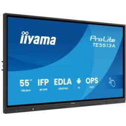 IIYAMA 55" (EDLA)/ANDROID 14,8 CORE SOC, 8/128GB, 40-PTS UHD , NFC, PIR , MM 2X20W +20W SBUW, 2XHDMI, USB-C / HDMI,DP, 2XUSB-C100W PD/MINI-JACK / OPT.OUT, 450CD/M2, L/S MODE, AG GLASS, LAN, WIFI6, BT5.0/IIWARE, PC SLOT,400X400 (WM INCL.) (TE5513A-B2 - 14