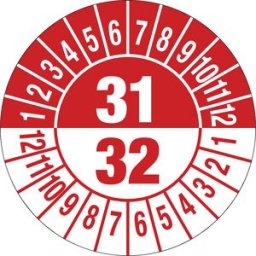 kaiserkraft Placa de teste, números plurianuais, película para documentos, Ø 25 mm, embalagem de 10 unid., 31/32, vermelho, Placa de teste, números plurianuais, película para documentos, Ø 25 mm, embalagem de 10 unid., 31/32, vermelho. 15 autocolantes por