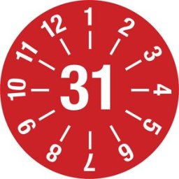 kaiserkraft Placa de teste, número anual, película para documentos, Ø 30 mm, embalagem de 10 unid., 31, vermelho, Placa de teste, número anual, película para documentos, Ø 30 mm, embalagem de 10 unid., 31, vermelho. 15 autocolantes por folha, 10 folhas po