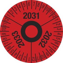 kaiserkraft Placa de teste, números plurianuais, vermelho, película, Ø 40 mm, embalagem de 10 unid., 2031 – 2033, Placa de teste, números plurianuais, vermelho, película, Ø 40 mm, embalagem de 10 unid., 2031 - 2033. Película resistente, espessura 0,1 mm.