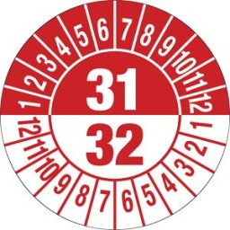 kaiserkraft Placa de teste, números plurianuais, película para documentos, Ø 30 mm, embalagem de 10 unid., 31/32, vermelho, Placa de teste, números plurianuais, película para documentos, Ø 30 mm, embalagem de 10 unid., 31/32, vermelho. 15 autocolantes por