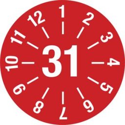 kaiserkraft Placa de teste, número anual, película para documentos, Ø 25 mm, embalagem de 10 unid., 31, vermelho, Placa de teste, número anual, película para documentos, Ø 25 mm, embalagem de 10 unid., 31, vermelho. 15 autocolantes por folha, 10 folhas po