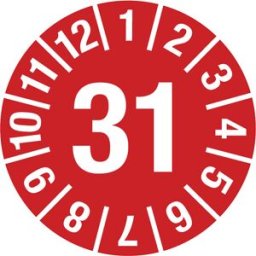 kaiserkraft Placa de teste, número anual, película para documentos, Ø 15 mm, 31, vermelho, Placa de teste, número anual, película para documentos, Ø 15 mm, 31, vermelho. 60 unidades por folha. Película para documentos, espessura 0,1 mm. Difícil de remover
