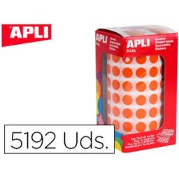 Etiquetas Apli Auto Adesivas Circulares 10,5 mm Laranja Rolo c/ 5192 Unidades