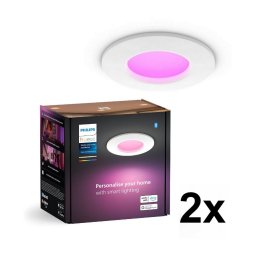 Philips - Pack de 2 luminárias embutidas LED RGBW dimerizáveis para casa de banho Hue SLIM LED/8,3W/230V IP44