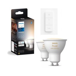 CONJUNTO 2x Lâmpada LED regulável Philips Hue WHITE AMB. GU10/4,2W/230V + interruptor dimmer
