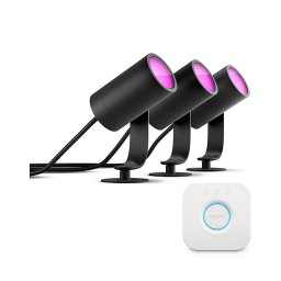 Philips - Pack de 3 focos LED Hue LILY, 8 W, 230 V, IP65 + Hue Bridge