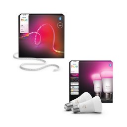 Philips - Fita LED RGBW regulável Hue FLUX 3m LED/12W/230V+2x lâmpada inteligente E27/8,1W