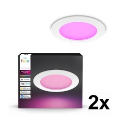 Philips - Pack de 2 luminárias de embutir LED RGBW reguláveis para casa de banho Hue SLIM LED/12W/230V IP44