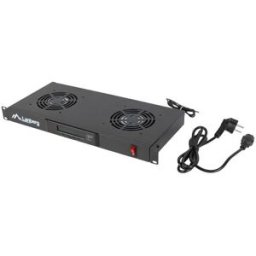 Painel de Ventilação LCD 19" c/ Termostato e 2 Ventoínhas p/ Armários Bastidores (Preto) - LANBERG