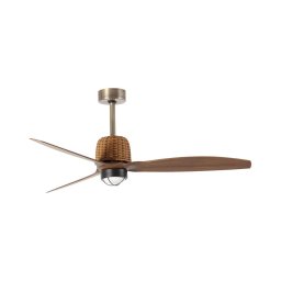 FARO 33436WT1N - Ventilador LED dimerizável WEAVER M 16W/230V Ø 128 cm castanho/latão WT + comando remoto