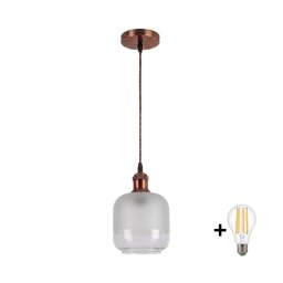 Brilagi - Lustre LED em cabo RETRO GLASS 1xE27/60W/230V Ø 14 cm cobre/branco