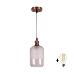 Brilagi - Lustre LED suspenso por cabo RETRO GLASS 1xE27/60W/230V Ø 14 cm cobre/branco