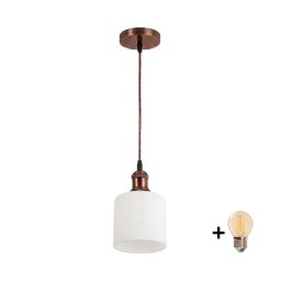 Brilagi - Lustre LED em cabo RETRO GLASS 1xE27/60W/230V Ø 13 cm cobre/branco