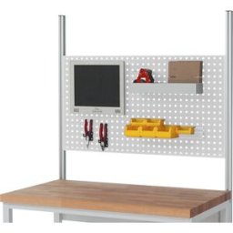 RAU Placa perfurada , cinzento claro RAL 7035, chapa de aço, LxPxA 2000 x 40 x 650 mm, Placa perfurada, cinzento claro RAL 7035, chapa de aço, LxPxA 2000 x 40 x 650 mm. Para fixação do suporte de ferramentas e do adaptador para ecrã plano. Ideais para a i