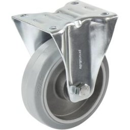Proroll Pneu em borracha maciça elástica, cinzento , Ø x largura das rodas 100 x 40 mm, jante alveolar, roda fixa, Pneu em borracha maciça elástica, cinzento, Ø x largura das rodas 100 x 40 mm, jante alveolar, roda fixa. Sobre jante de alumínio com pneus