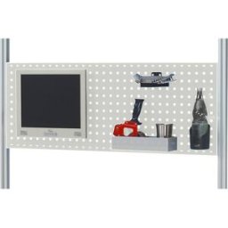 RAU Placa perfurada , cinzento claro RAL 7035, chapa de aço, LxPxA 1000 x 40 x 450 mm, Placa perfurada, cinzento claro RAL 7035, chapa de aço, LxPxA 1000 x 40 x 450 mm. Para fixação do suporte de ferramentas e do adaptador para ecrã plano. Ideais para a i
