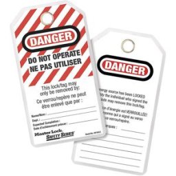 Masterlock Etiqueta de segurança laminada , embalagem de 12 unid., Danger: Do not operate, EN/FR, Etiqueta de segurança laminada, embalagem de 12 unid., Danger: Do not operate, EN/FR. Em laminado de poliéster robusto. Resiste a agressões de água, gordura