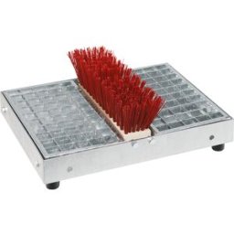 VAR Dispositivo de limpeza para calçado , com grade, prateado, Dispositivo de limpeza para calçado, com grade, prateado. Superfície de apoio com grades amovíveis. Equipado com uma escova substituível. Robusto e adequado para muitas aplicações. O dispositi