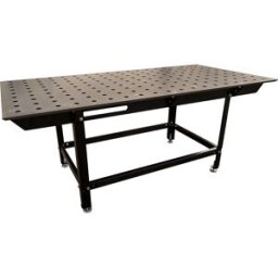 kaiserkraft Mesa de soldadura, Ø furos 28 mm, capacidade de carga 2000 kg, AxLxP 800 x 1950 x 950 mm, Mesa de soldadura, Ø furos 28 mm, capacidade de carga 2000 kg, AxLxP 800 x 1950 x 950 mm. Posto de trabalho de soldadura flexível para oficinas e empresa