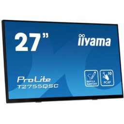 iiyama ProLite T2755QSC-B1 - Monitor LED - 27" - ecrã de toque - 2560 x 1440 WQHD @ 75 Hz - IPS - 400 cd/m² - 1000:1 - 5 ms - HDMI, DisplayPort - altifalantes - preto opaco