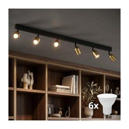 Candeeiro de focos LED TOP 6xGU10/10W/230V dourado/preto