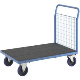 eurokraft pro Carro de plataforma com grades , 1 painel frontal em grade a toda a altura, CxL 1250 x 800 mm, pneus completamente elásticos, Carro de plataforma com grades, 1 painel frontal em grade a toda a altura, CxL 1250 x 800 mm, pneus completamente e