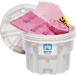 PIG Kit de emergência em bidão de segurança de 76 l , versão para químicos, absorve 41 l, Kit de emergência em bidão de segurança de 76 l, versão para químicos, absorve 41 l. Absorve e retém químicos, ácidos, soluções alcalinas e líquidos agressivos, cáus