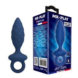 MR PLAY - PLUG ANAL TEXTURIZADO COM ANEL AZUL S