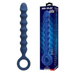 MR PLAY - BOLINHAS ANAL DE SILICONE AZUIS E PLUG ANAL - Ø - 3,4 CM - 28,5 CM