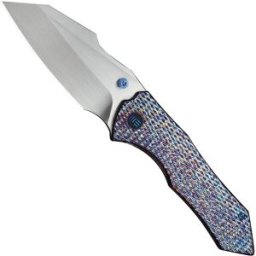 WE Knife High-Fin XL WE24010-5, Satin CPM 20CV, Diamond Patterned Flamed Titanium, navalha