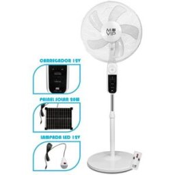 Ventoinha de Pé Solar 4 Velocidades 12000mAh c/ Comando e Luz LED (Ø40cm) - MUVIP