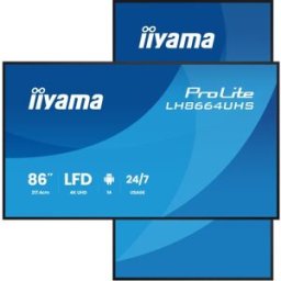 MONITOR IIYAMA 86" 3840X2160, UHD IPS DLED 450CD/M / 8MS, LANDSCAPE-PORTRAIT / MM 2X 16W, 2X HDMI, USB C / 2X USB 2.0 / WIFI, LAN, MEDIA PLAY USB , RJ45 / RS232C, IISIGNAGE2, E-SHARE, ANDROID 14 OS / 24/7 / VESA 800X600 (LH8664UHS-B3AG) - 1404954