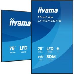 MONITOR IIYAMA 75" (LH7575UHS-B2AG) 3840X2160 / 4K UHD / 24/7 / 500 CD/M / 8MS / DP / 3XHDMI / MICRO SD SLOT / E-SHARE /IISIGNAGE 2 / RJ45 / SDM SLOT PC / ANDROID 11.0 - 1402036