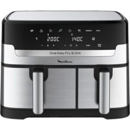 Fritadeira AirFryer Dual Easy Fry & Grill EZ905D20 8,3L 2450W (Preto/Inox) - MOULINEX