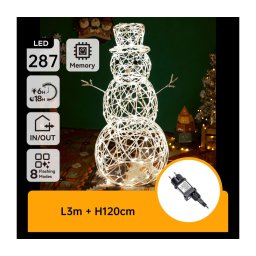 Aigostar - Decoração de Natal LED para exterior 3,6W/31/230V 2700K 120cm IP44 boneco de neve
