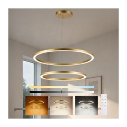 Brilagi - Lustre LED regulável suspenso por cabo PORTOFINO LED/98W/230V Ø 80 cm dourado + comando à distância