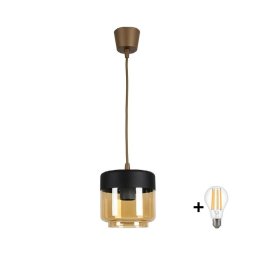 Brilagi - Lustre LED R GLASS 1xE27/60W/230V diâmetro 14 cm castanho/bege fumê/preto