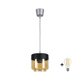 Brilagi - Lustre LED R GLASS 1xE27/60W/230V Ø 14 cm prata/bege fumê/preto