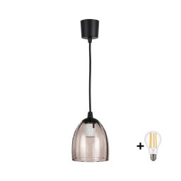 Brilagi - Pendente LED suspenso por cabo R GLASS 1xE27/60W/230V Ø 17 cm preto/bege fumê