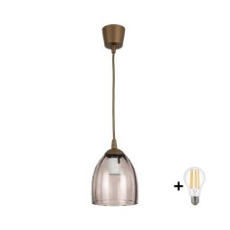 Brilagi - Pendente LED com cabo R GLASS 1xE27/60W/230V Ø 17 cm castanho/bege fumê