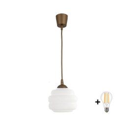 Brilagi - Lustre LED suspenso por cabo RETRO GLASS 1xE27/60W/230V Ø 20 cm castanho/branco