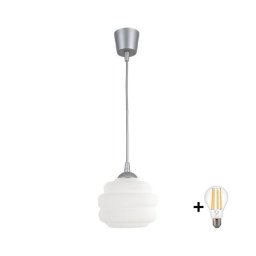 Brilagi - Lustre LED suspenso por cabo RETRO GLASS 1xE27/60W/230V Ø 20 cm prateado/branco