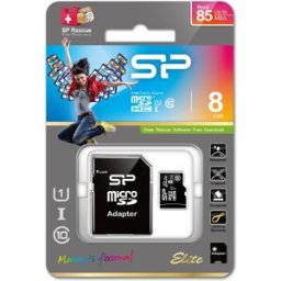 Cartão de Memória Elite MicroSDHC UHS-I 8GB (Class 10) + Adaptador - SILICON POWER