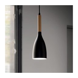 Ideal Lux - Lustre suspenso em cabo MANHATTAN 1xE14/40W/230V Ø 11 cm preto/faia
