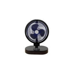 Ventilador de secretária recarregável 5W/5V, 1200 mAh — preto