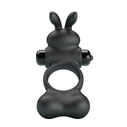 PRETTY LOVE - ANEL PENIANO VIBRATÓRIO COM ESTIMULADOR DE COELHINHO, 10 FUNÇÕES, PRETO