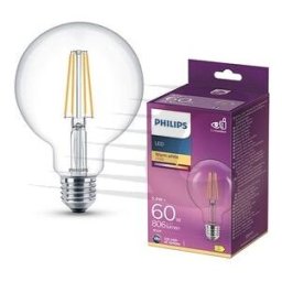 Philips lâmpada LED E27 G95 filamento luz quente 7W 60W
