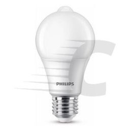 Philips lâmpada LED E27 fosca luz quente com sensor de movimento 8W 60W